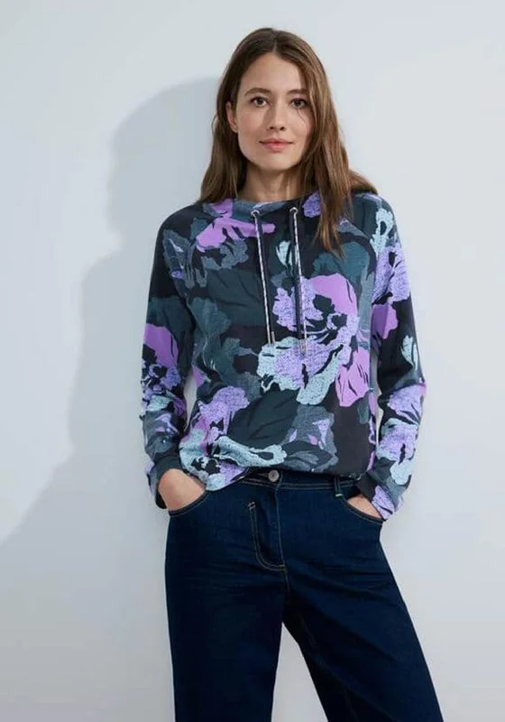 Great Bargains zip-up hoodie for gymCecil Big Flower Funnelneck Sweatshirt, Blue Multi