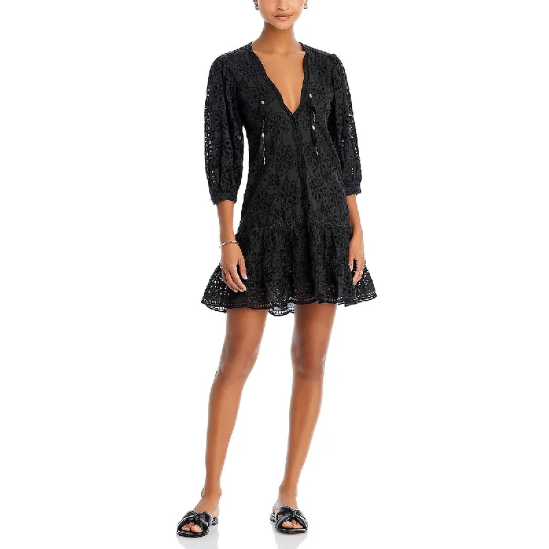 Exclusive Preview trendy wrap dressBell Womens Mini Eyelet Fit & Flare Dress
