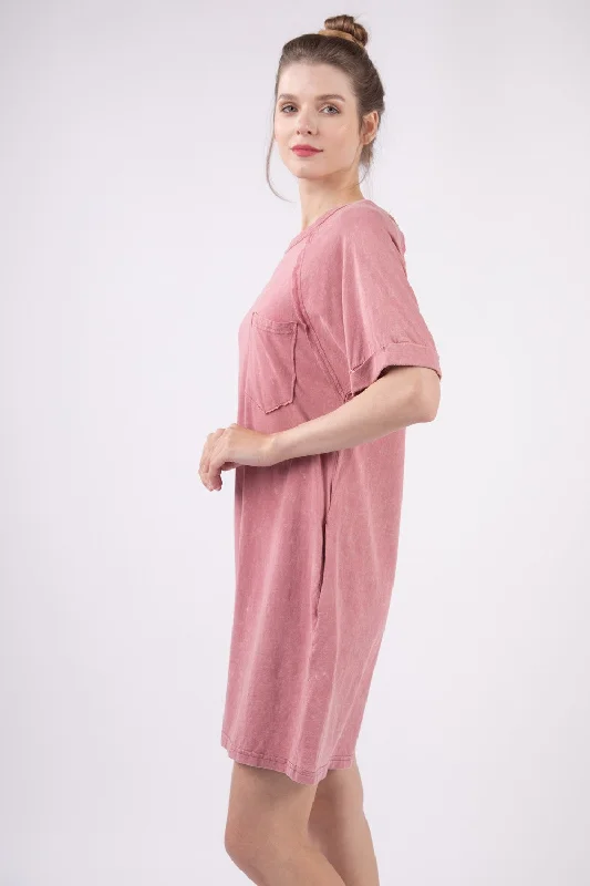 Price Slash vintage dressVERY J Washed Round Neck Mini Tee Dress