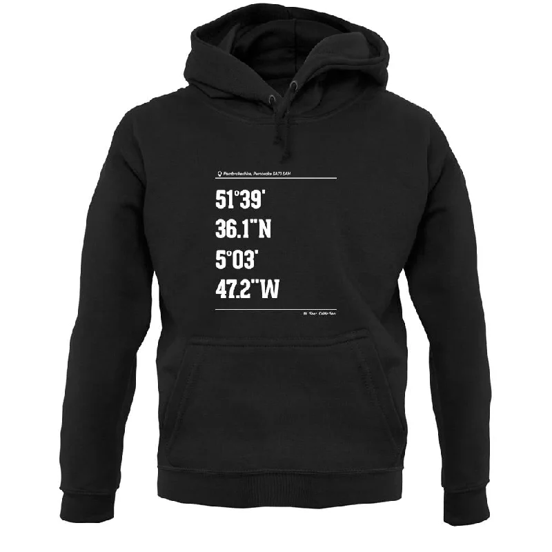 Limited Availability Surfing Coordinates Freshwater West Unisex Hoodie