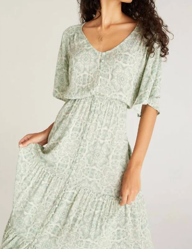 Blowout Sale layered dressShanna Medallion Midi Dress In Tropical Teal