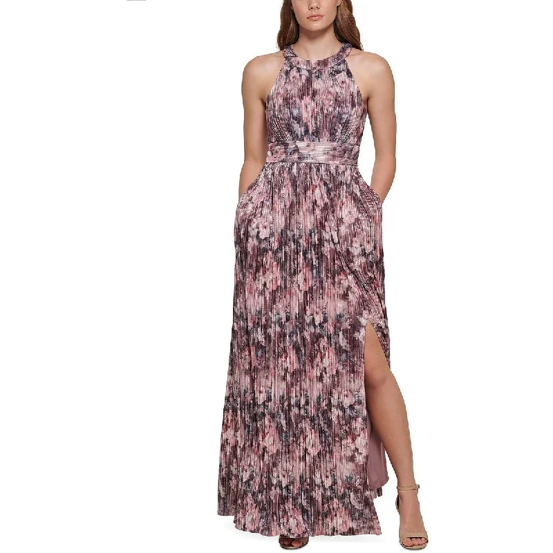Discount Extravaganza sleek midi dressEliza J Womens Metallic Halter Evening Dress