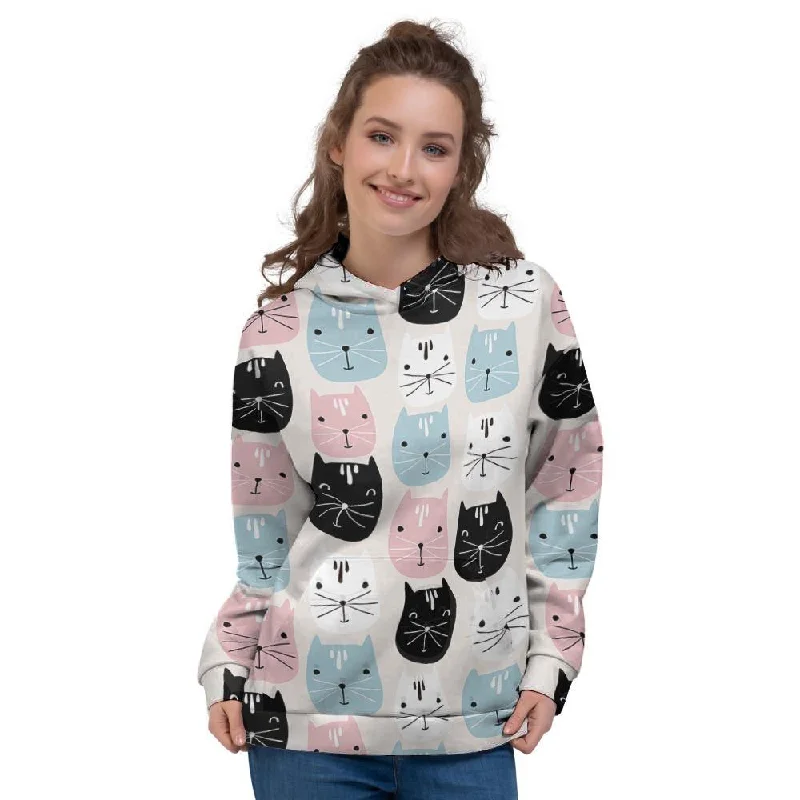 Reduced Prices Cute Cat Face Print Women's Hoodie