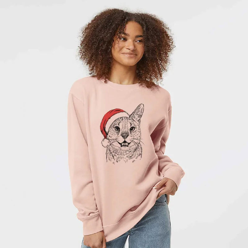 Today’s Special athletic streetwear sweatshirtSanta Lucky the Serval Cat - Unisex Pigment Dyed Crew Sweatshirt