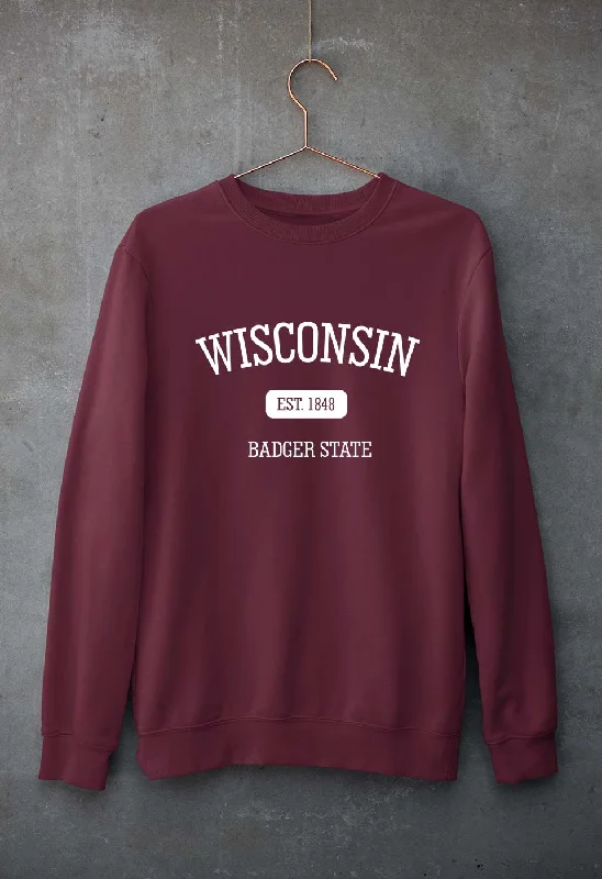 Seasonal Sale cool workout sweatshirtVarsity Wisconsin Unisex Sweatshirt for Men/Women