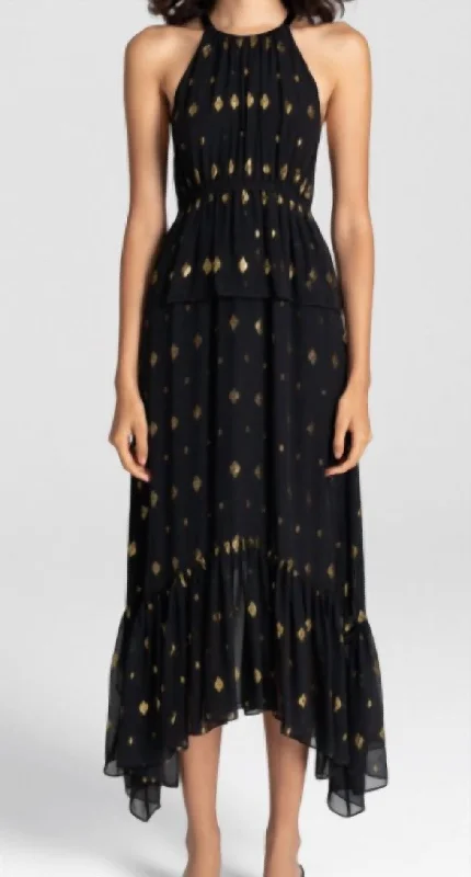 Reduced Prices floral wrap dressRosa Dress In Black/gold