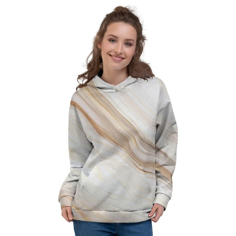 Don't Wait Brown Beige Marble Women's Hoodie