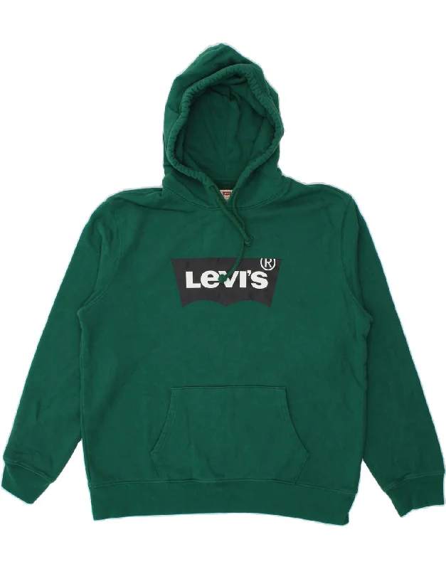 Special Discount LEVI'S Mens Standard Graphic Hoodie Jumper Large Green Cotton