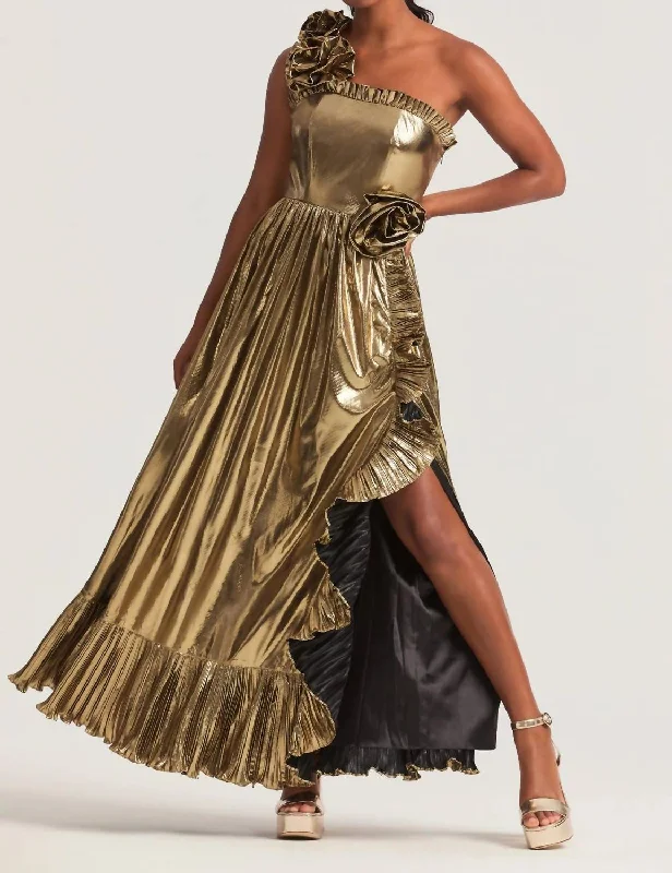 Grand Opening Sale minimalistic dressFazal Gown In Gold