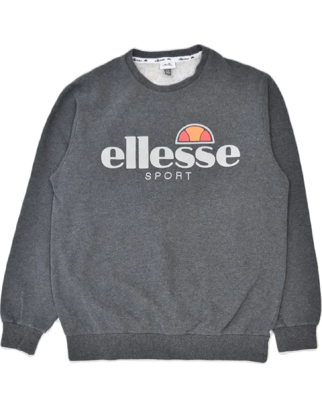Closeout Sale comfy athletic hoodieELLESSE Womens Graphic Sweatshirt Jumper UK 16 Large Grey Cotton