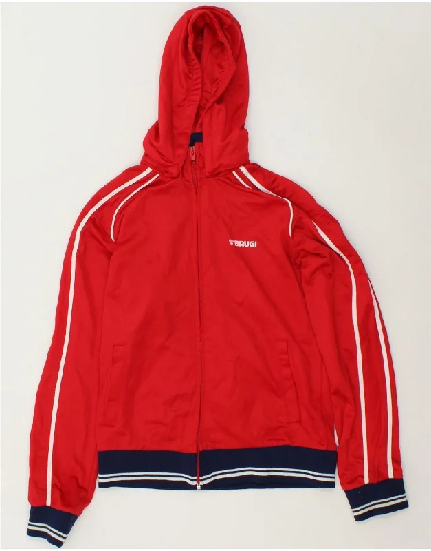 Fantastic Deals BRUGI Boys Zip Hoodie Sweater 11-12 Years Red Colourblock Polyester