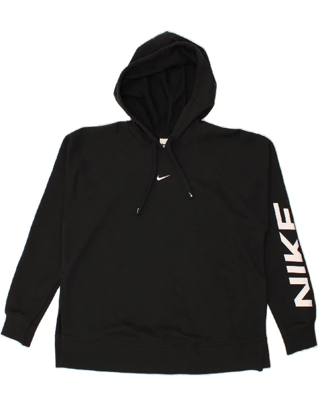Crazy Deals NIKE Mens Dri Fit Graphic Hoodie Jumper Medium Black Cotton
