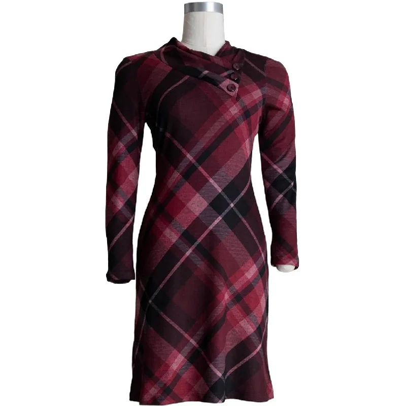 Shop and Save v-neck dressConnected Apparel Womens Pleated Button Trim Midi Dress