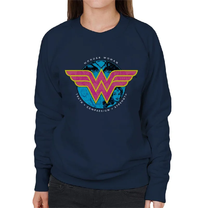 Price Drop urban activewear hoodieWonder Woman Truth Compassion Strength Logo Women's Sweatshirt