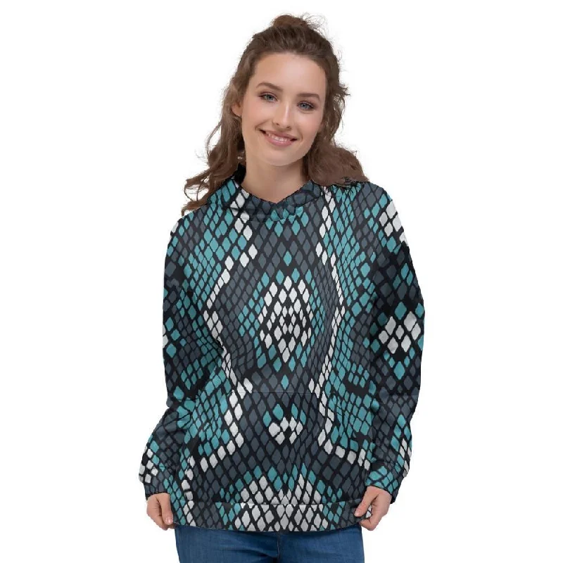 Extra Discounts Blue Snakeskin Women's Hoodie