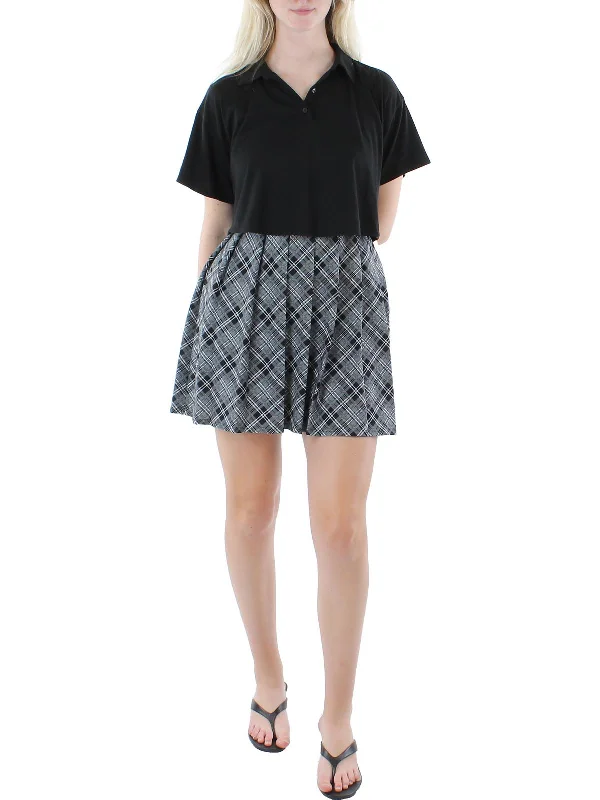 Blowout Sale vintage-inspired dressJuniors Womens Knit Plaid Fit & Flare Dress