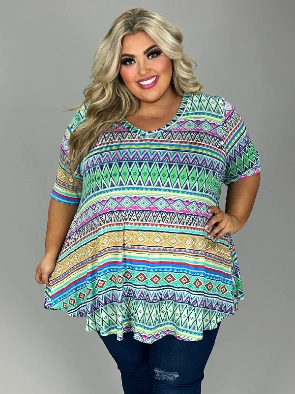Deal of the Week stylish party dress66 PSS {Always Happy} Blue/Multi-Color Geo Print V-Neck Tunic EXTENDED PLUS SIZE 3X 4X 5X Deal of the Week stylish party dress66 PSS {Always Happy} Blue/Multi-Color Geo Print V-Neck Tunic EXTENDED PLUS SIZE 3X 4X 5X