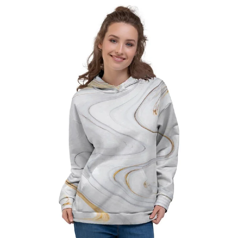 Markdowns Gold White Marble Women's Hoodie