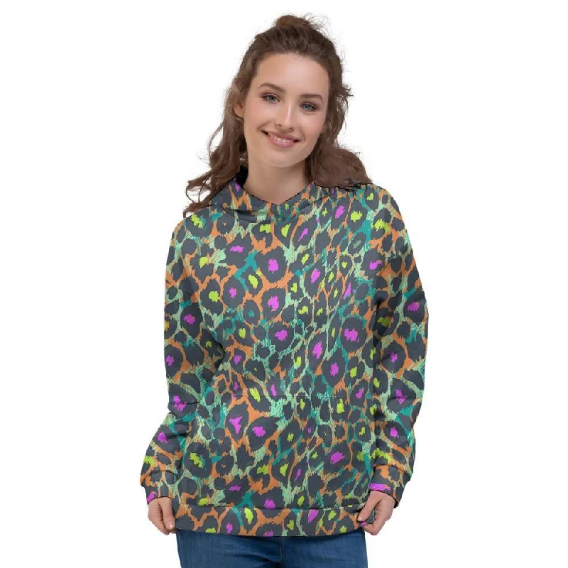 Extra Savings Colorful Neon Leopard Women's Hoodie