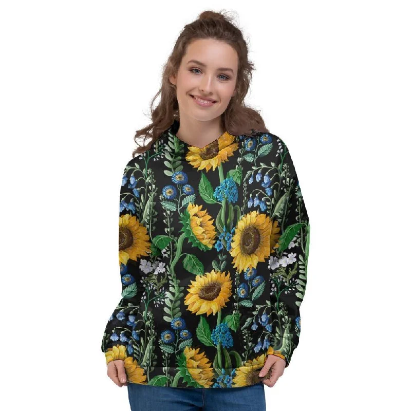 Today’s Special Black Sunflower Floral Women's Hoodie