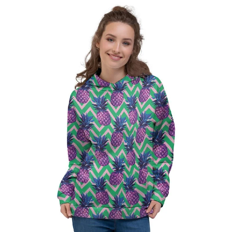 Time-Limited Offer Abstract Hawaiian Pineapple Print Women's Hoodie
