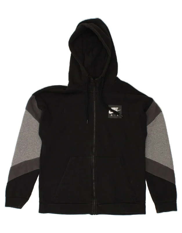 Massive Deals NIKE Mens Graphic Zip Hoodie Sweater Medium Black Colourblock Cotton