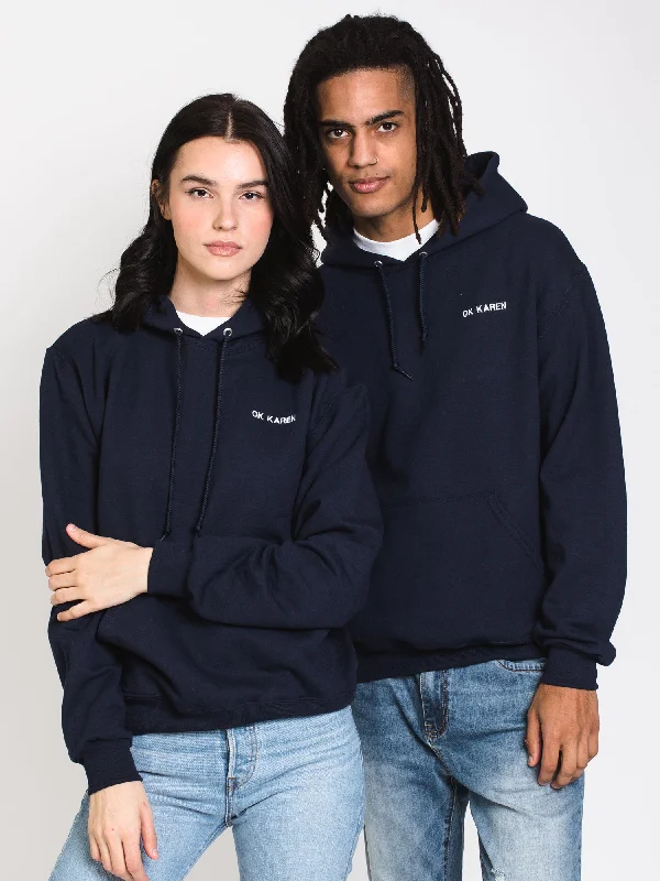 Buy Now HOTLINE APPAREL UNISEX OK KAREN EMBROIDERED HOODIE - NAVY - CLEARANCE
