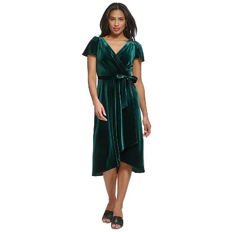 Crazy Deals casual slip dressDKNY Womens Velvet V-Neck Midi Dress