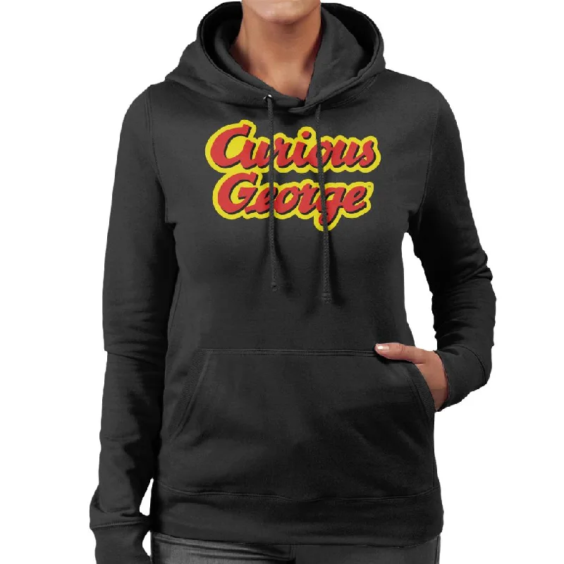 Savings Bonanza graphic hoodie with printCurious George Big Outlined Logo Font Women's Hooded Sweatshirt