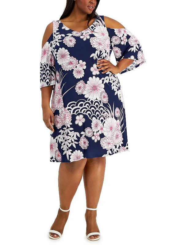 Extra Savings romantic dressPlus    Womens Floral Calf Midi Dress