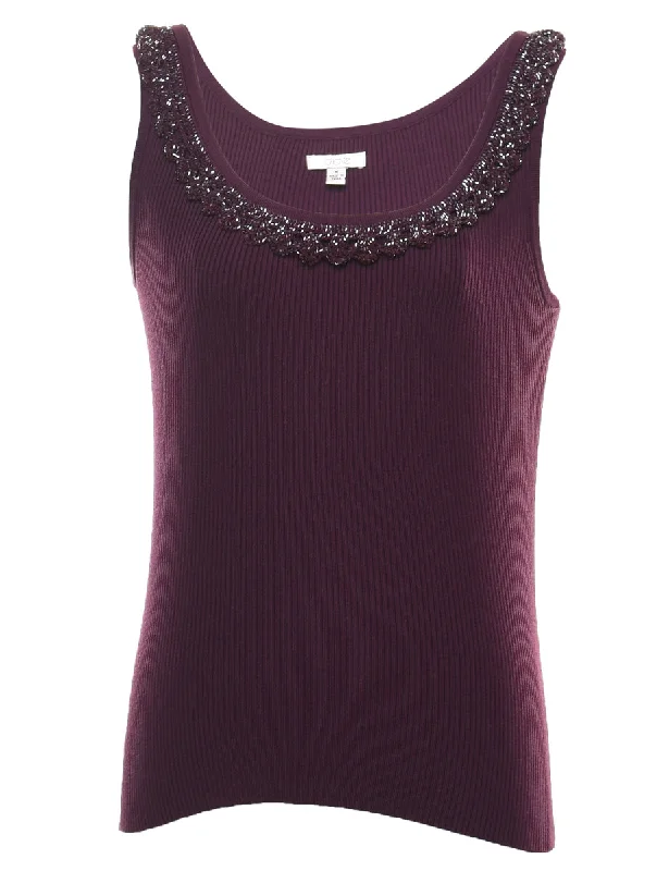 Huge Discounts long-sleeve jacketBeaded Plum Vest - M