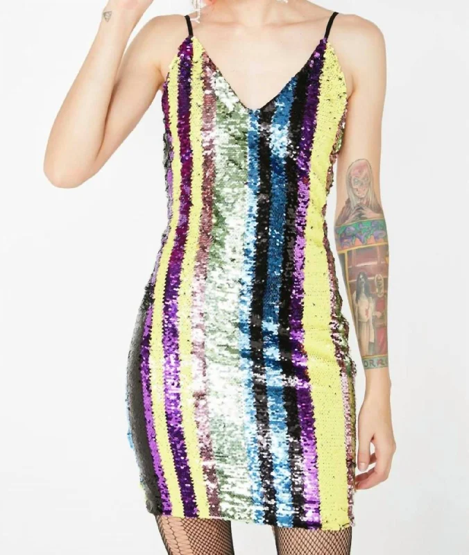 Take Advantage v-neck dressDance The Night Away Striped Sequin Mini In Violet, Pink, Yellow, Sage, Blue, And Black Striped Take Advantage v-neck dressDance The Night Away Striped Sequin Mini In Violet, Pink, Yellow, Sage, Blue, And Black Striped