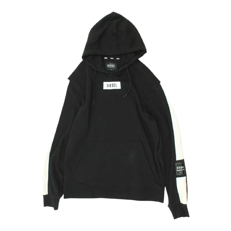 Loyalty Reward Diesel Mens Black Spellout Logo Pullover Hoodie | Casual Designer Hoody VTG