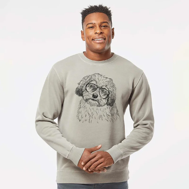 Blowout Deals streetwear gym sweatshirtAviator Henry the Havanese - Unisex Pigment Dyed Crew Sweatshirt