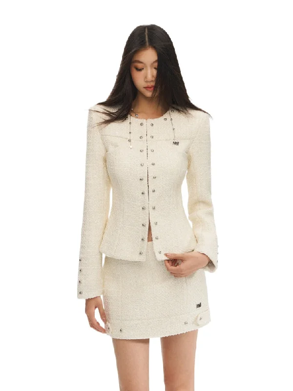 Limited Time Discount oversized jacketTweed Wool Waist-Cinching Jacket