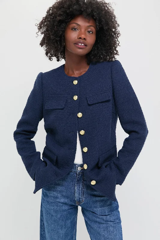 Savings Alert zippered bomber jacketNavy Tweed Jennings Jacket