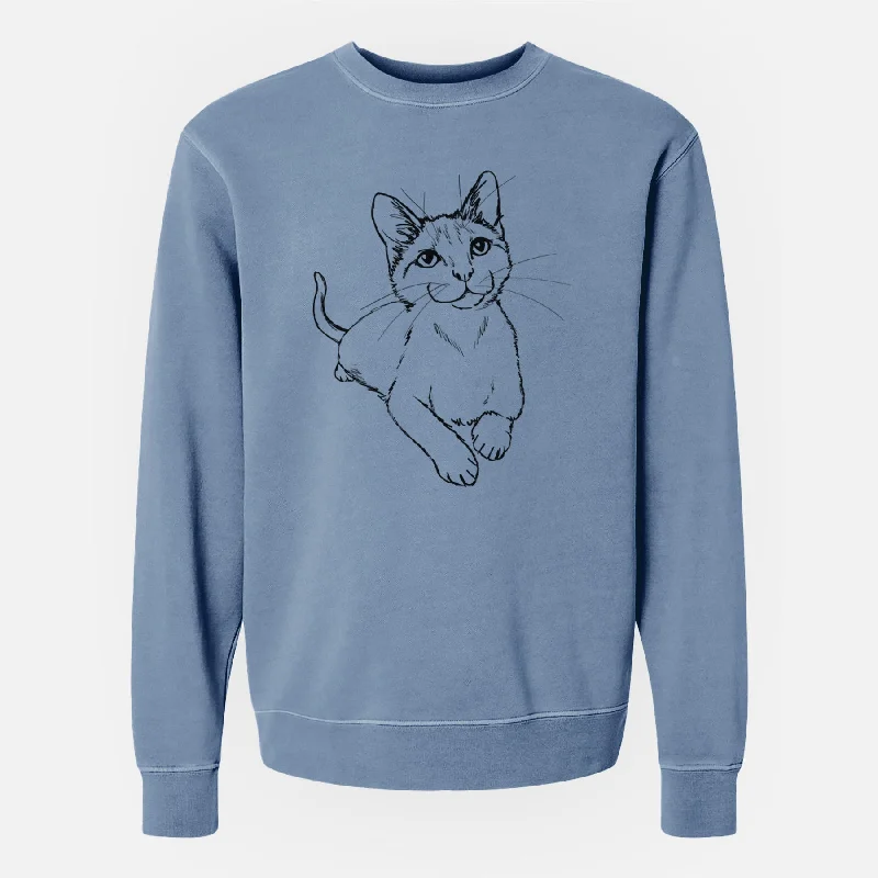 Amazing Deals oversized sports sweatshirtDoodled Quark the Siamese Cat - Unisex Pigment Dyed Crew Sweatshirt