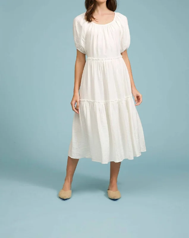 Price Cut modern dressMaddox Tiered Midi Dress In White