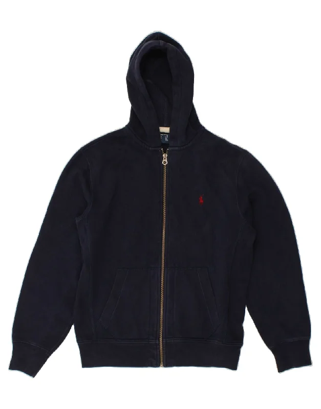 Midnight Madness POLO RALPH LAUREN Mens Zip Hoodie Sweater Medium Navy Blue Cotton
