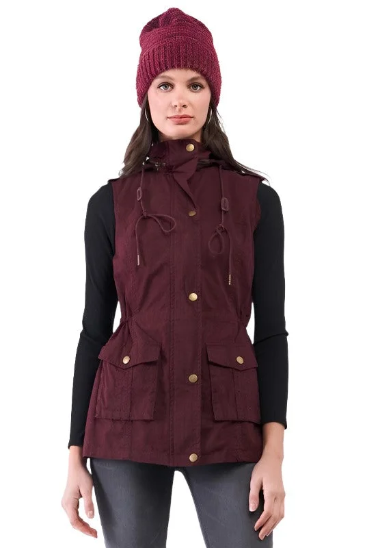 Today’s Deal soft fleece jacketDetachable Hood Detail Parka Utility Vest Jacket