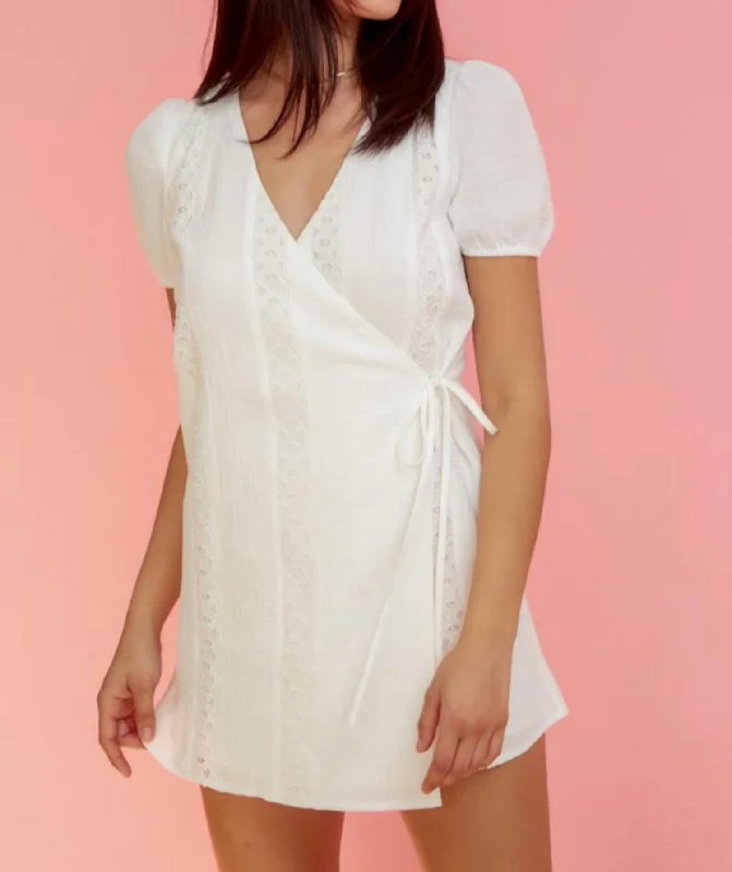 Value Deals fitted cocktail dressEyelet Mini Dress In Off White