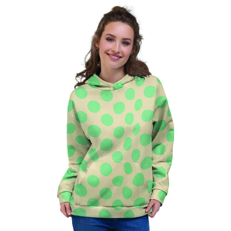 Super Deal Cream And Teal Polka Dot Women's Hoodie