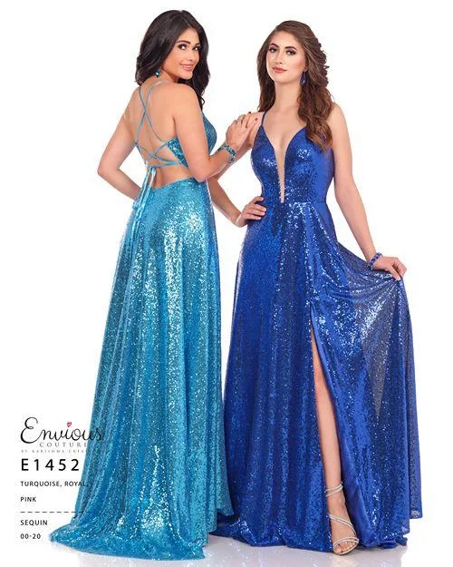 Act Fast comfy dressEnvious Couture E 1452 Size 2 Royal Sequin Long Prom Dress Slit Formal A line Evening Gown