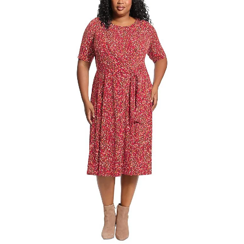 Members Only textured dressLondon Times Womens Plus Keyhole Long Shift Dress