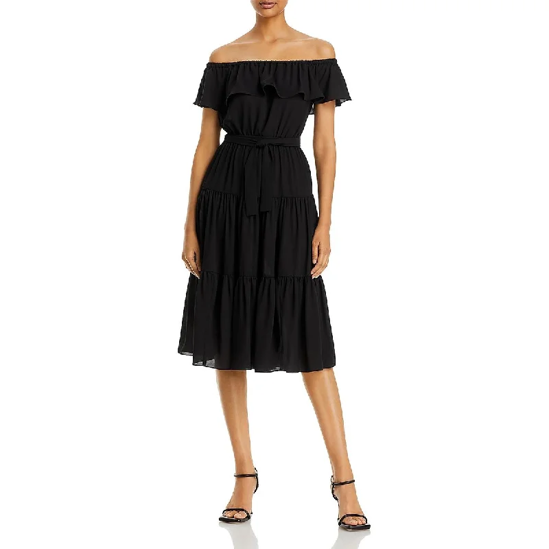 Limited Time Discount playful dressMICHAEL Michael Kors Womens Ruffled Belted Midi Dress