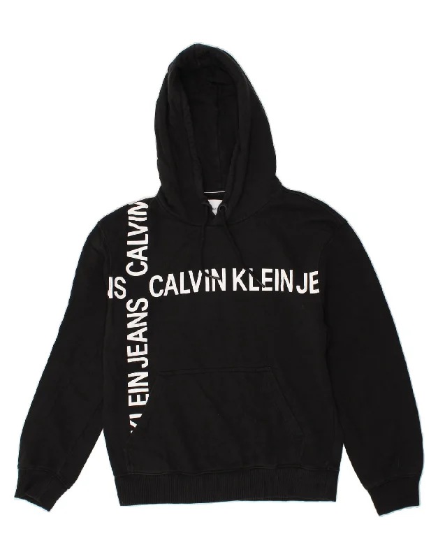 Incredible Offers CALVIN KLEIN JEANS Mens Graphic Hoodie Jumper Small Black Cotton