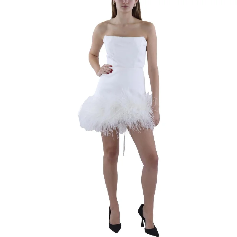 Flash Deals cocktail party dressBronx And Banco Womens Feathers Strapless Mini Dress Flash Deals cocktail party dressBronx And Banco Womens Feathers Strapless Mini Dress