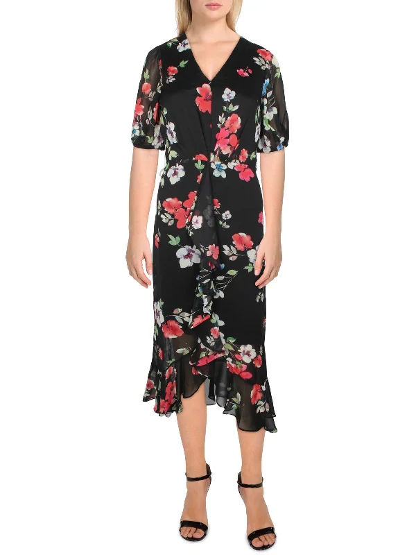 Lowest Prices bodycon dressWomens Chiffon Floral Midi Dress