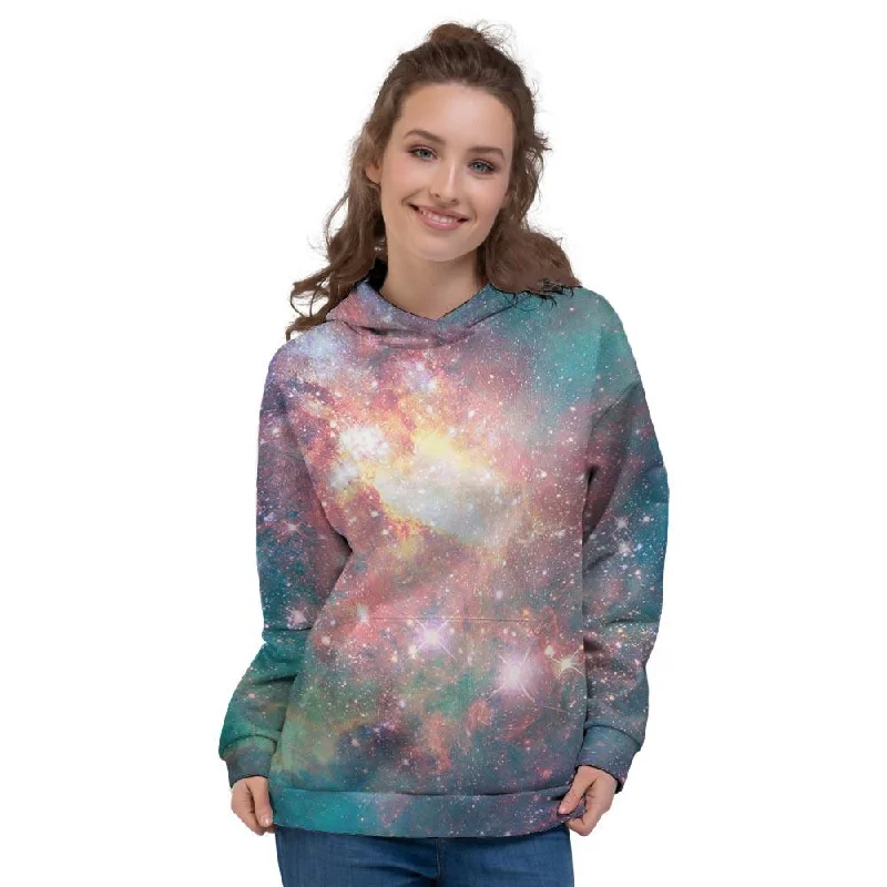Online Only Green Cosmic Space Galaxy Women's Hoodie