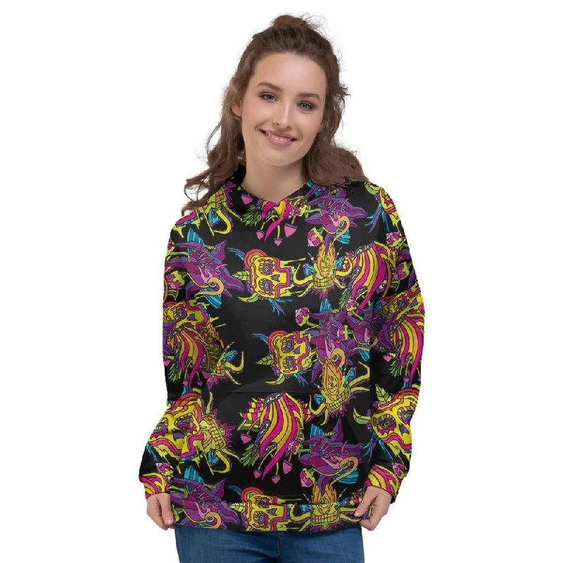Don’t Miss Out Black Skull Trippy Psychedelic Women's Hoodie